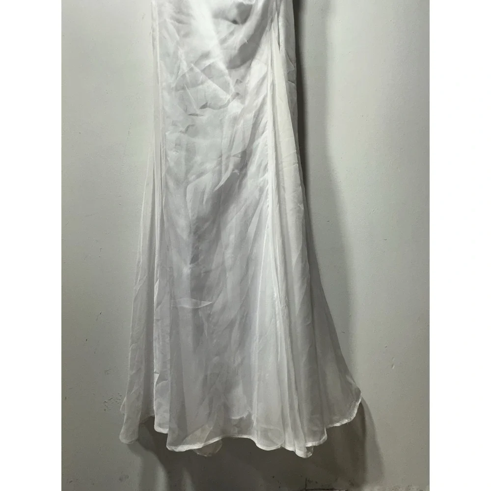 Size 4 Alyce White One Strap One Shoulder Wedding Dress Bridal Gown Rhinestones
